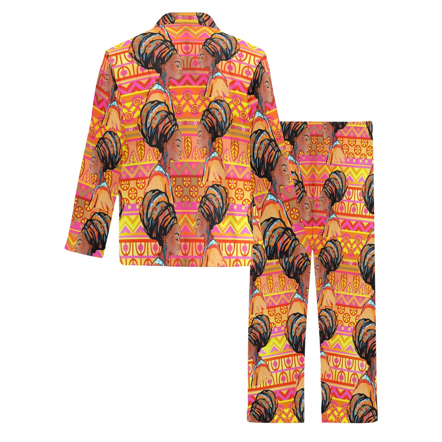 African Girl Aztec Men's Long Pajama Set
