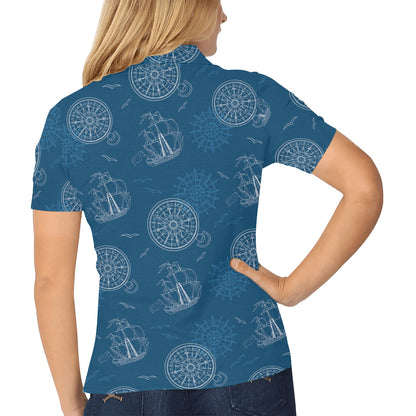 Nautical Pattern Print Design A04 Women's Polo Shirt