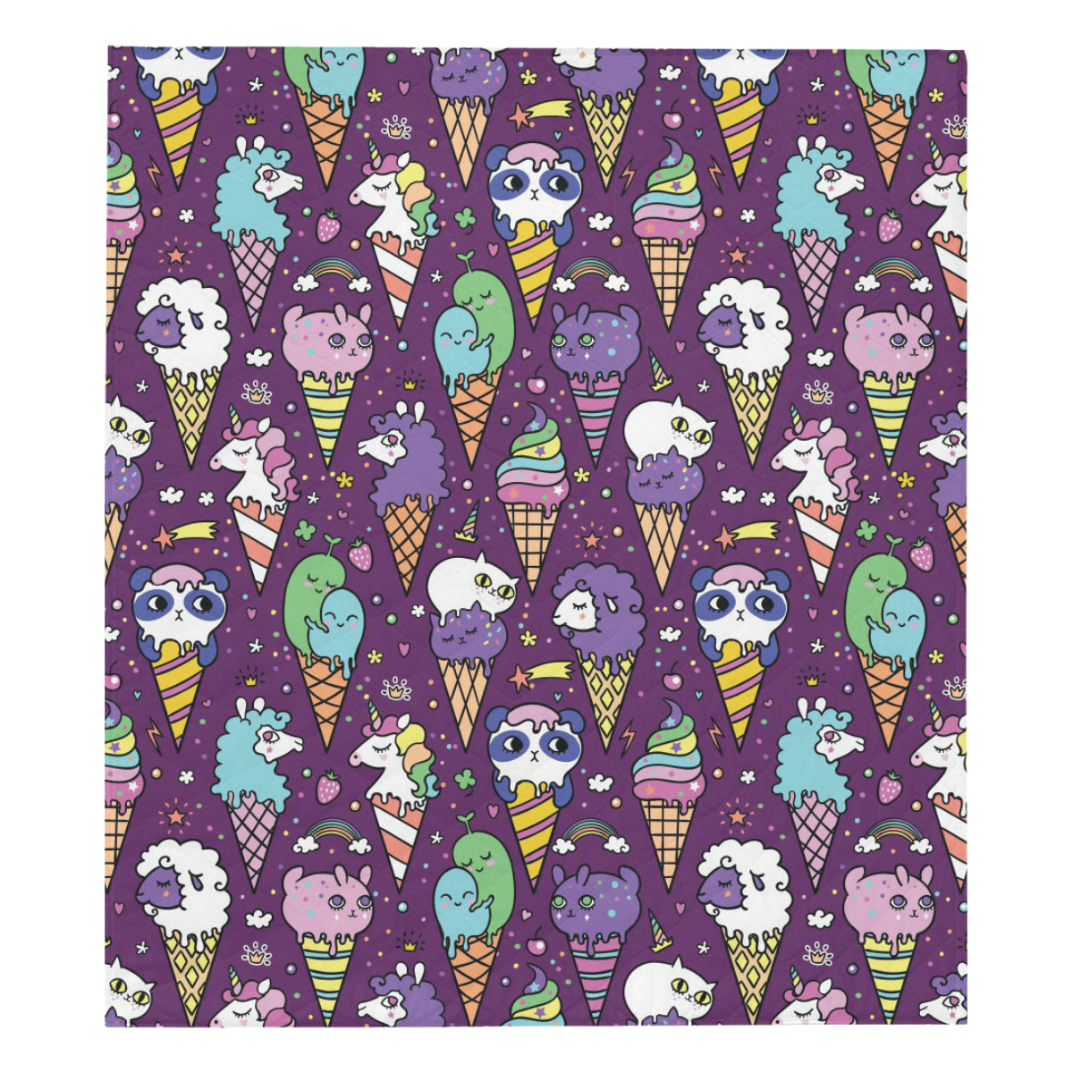 Ice Cream Pattern Print Design IC07 Premium Quilt