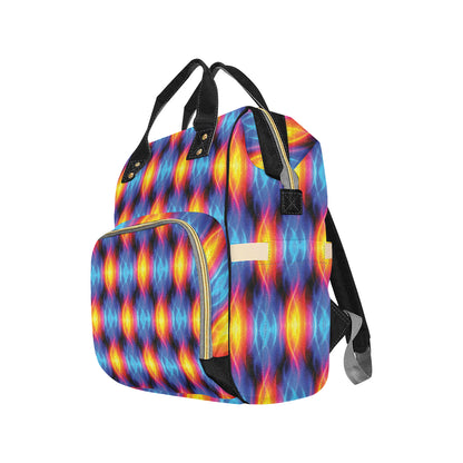 Flame Fire Blue Design Print Diaper Bag Backpack