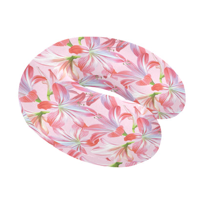 Amaryllis Pattern Print Design 02 U-Shaped Travel Neck Pillow