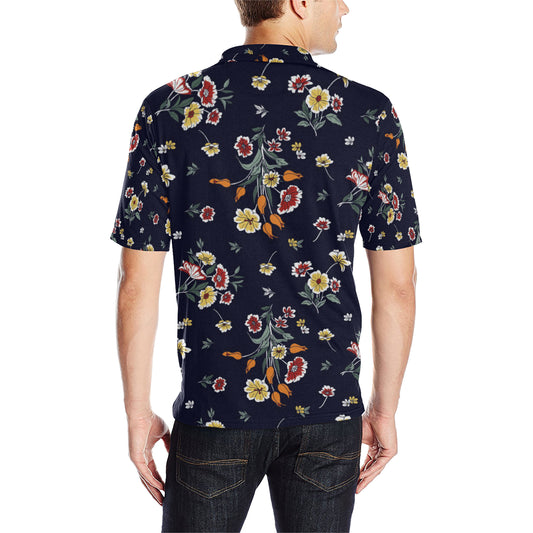 Summer Floral Pattern Print Design SF01 Men Polo Shirt
