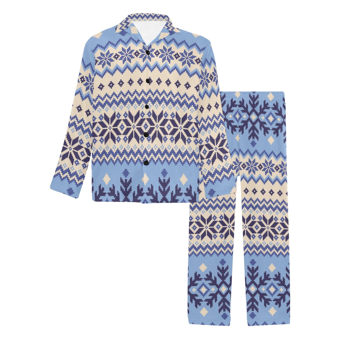 Nordic Pattern Print Design A03 Men's Long Pajama Set