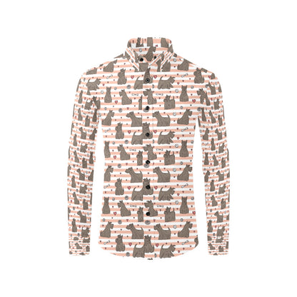 Scottish Terriers Print Design LKS3016 Men's Long Sleeve Dress Shirt