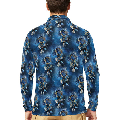 Eagles Dream Catcher Themed Long Sleeve Polo Shirt For Men's