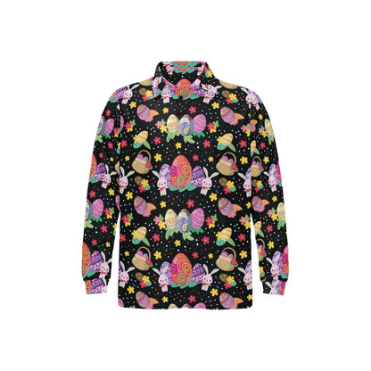 Easter Eggs Pattern Print Design RB06 Long Sleeve Polo Shirt For Men's