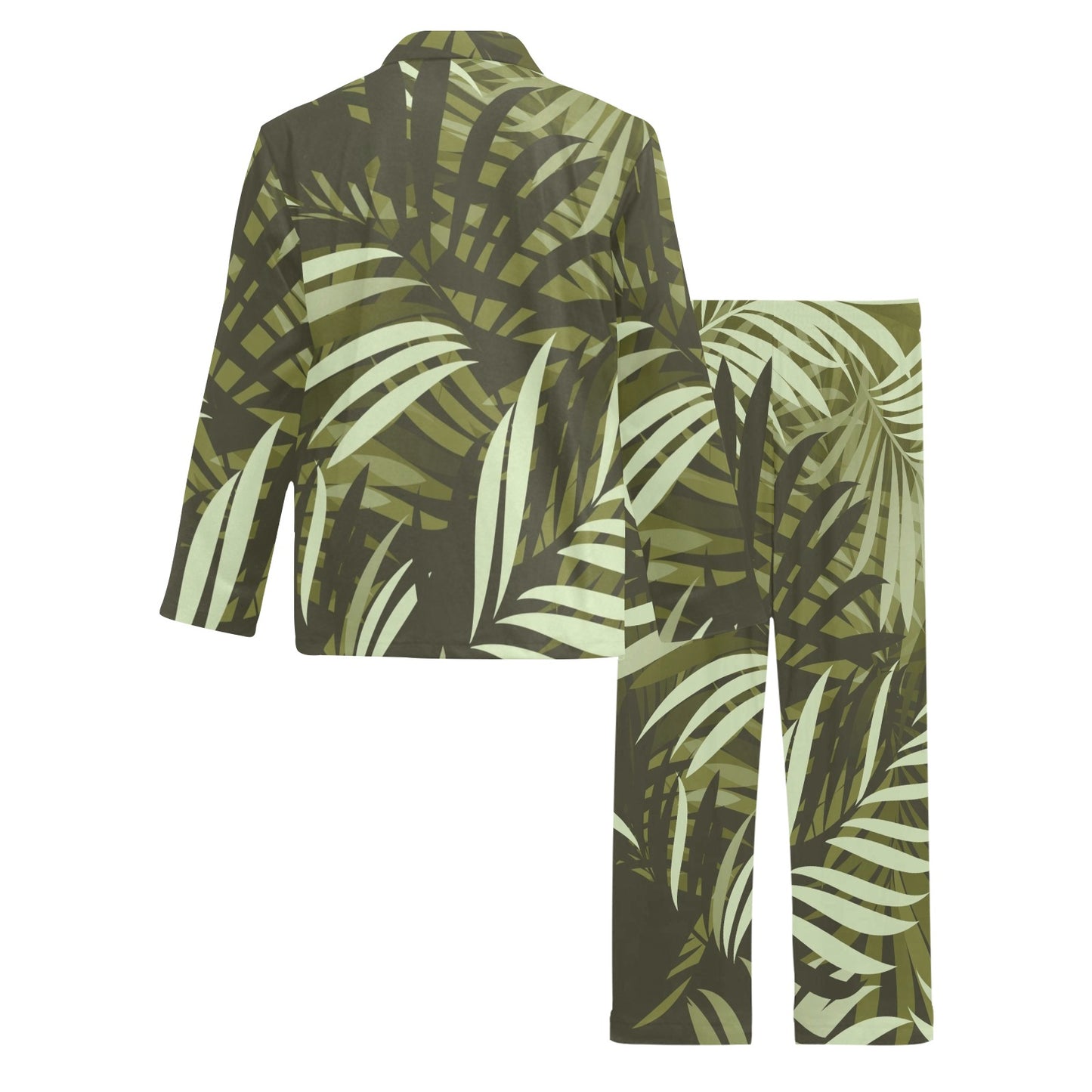 Palm Leaves Pattern Print Design PL05 Men's Long Pajama Set
