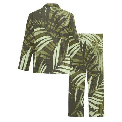 Palm Leaves Pattern Print Design PL05 Men's Long Pajama Set