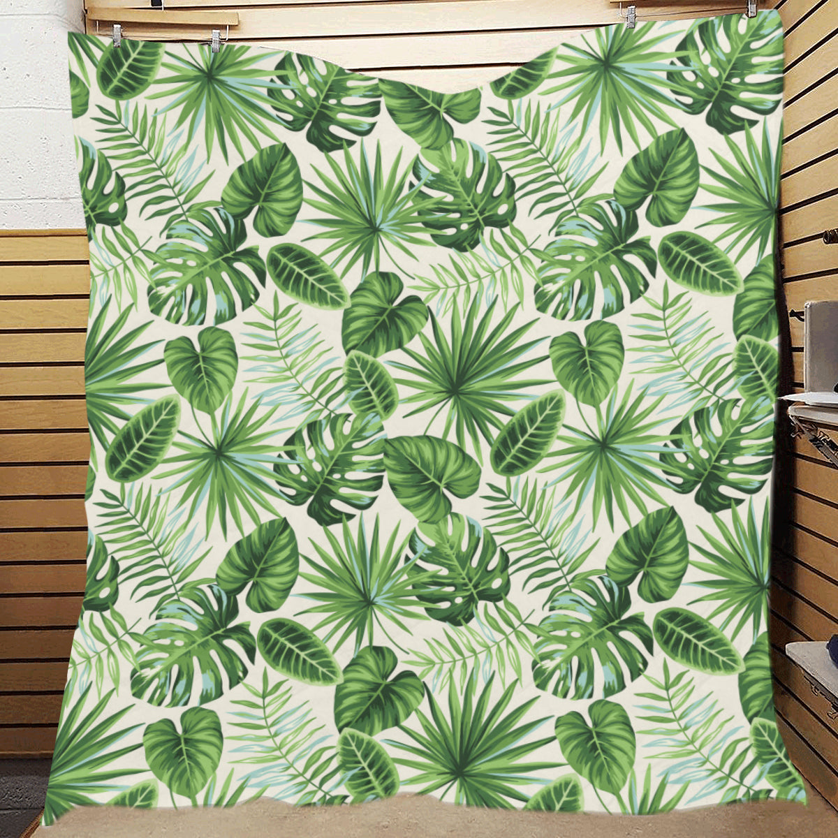 Palm Leaf Pattern Print Design A01 Premium Quilt