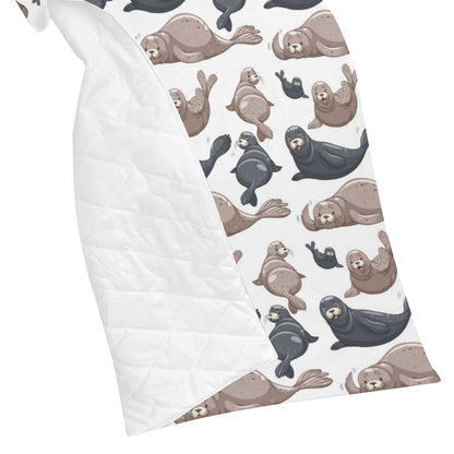 Sea Lion Pattern Print Design 02 Premium Quilt