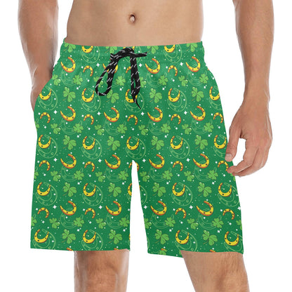 Shamrock With Horse Shoes Print Design LKS305 Men's Swim Trunks Beach Shorts