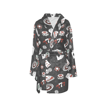 Casino Pattern Print Design 02 Women's Fleece Robe