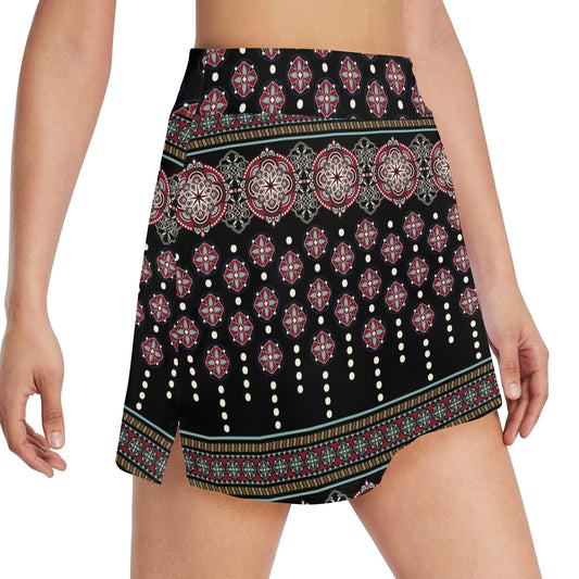 Ethnic Dot Style Print Pattern 17" Golf & Pickleball Skort with Pockets