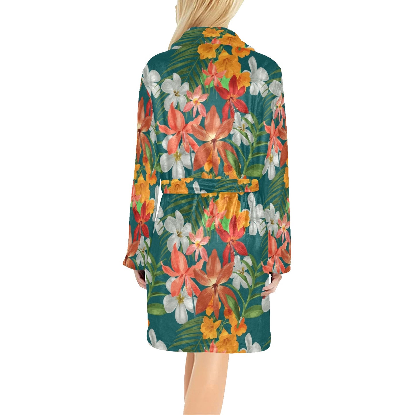 Amaryllis Pattern Print Design AL06 Women's Fleece Robe