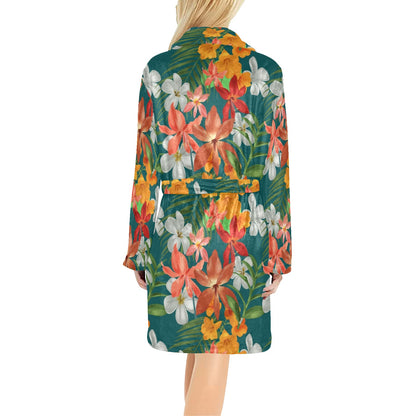 Amaryllis Pattern Print Design AL06 Women's Fleece Robe