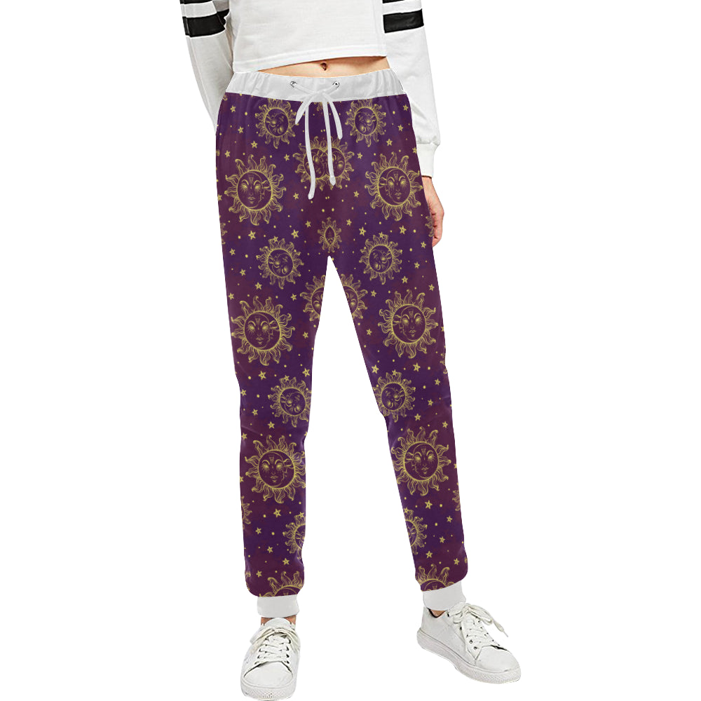 Sun Moon Star Design Themed Print Unisex Sweatpants