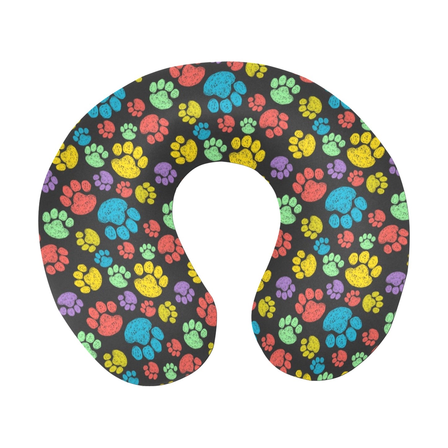 Paw Colorful Print U-Shaped Travel Neck Pillow