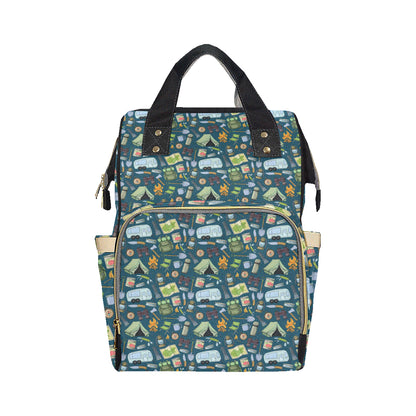 Camping Pattern Print Design 02 Diaper Bag Backpack