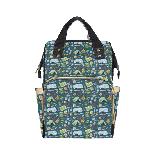 Camping Pattern Print Design 02 Diaper Bag Backpack