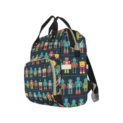 Robot Pattern Print Design A01 Diaper Bag Backpack