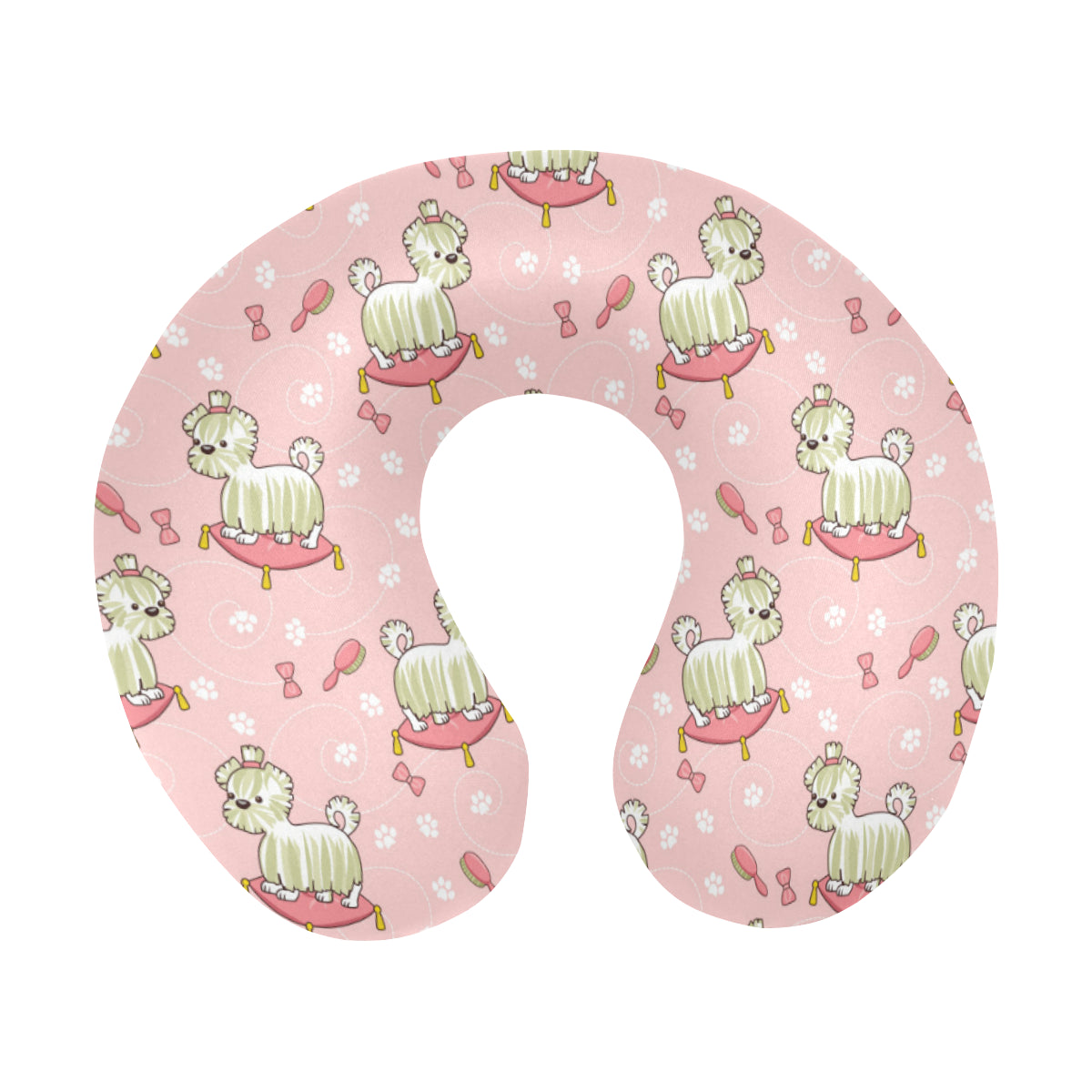 Bichons Frise Pattern Print Design 01 U-Shaped Travel Neck Pillow