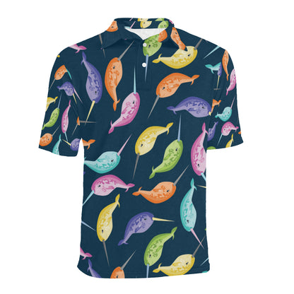 Narwhal Colorful Pattern Print Design 03 Men Polo Shirt