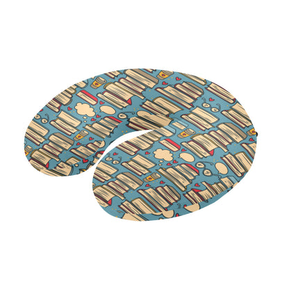 Book Pattern Print Design 03 U-Shaped Travel Neck Pillow
