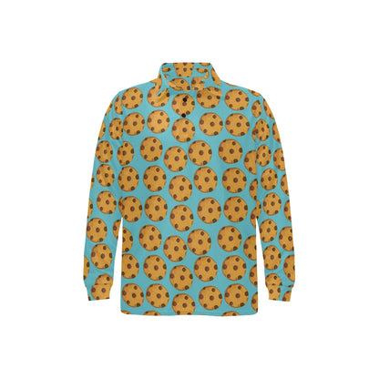 Cookie Pattern Print Design 01 Long Sleeve Polo Shirt For Men's