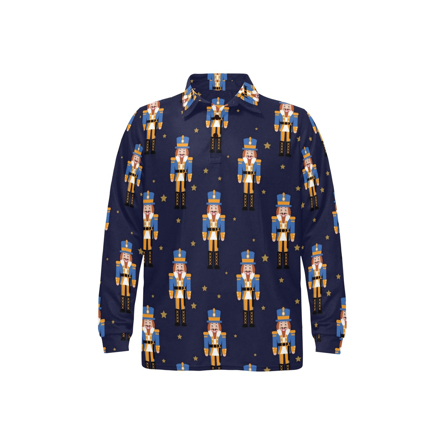 Nutcracker Pattern Print Design A04 Long Sleeve Polo Shirt For Men's