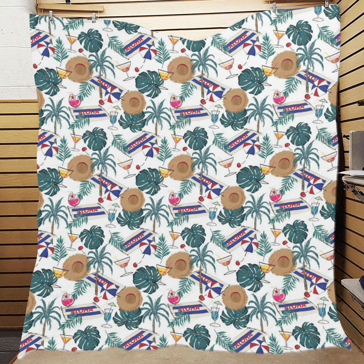 Aloha Hawaii Beach Pattern Print Design 04 Premium Quilt