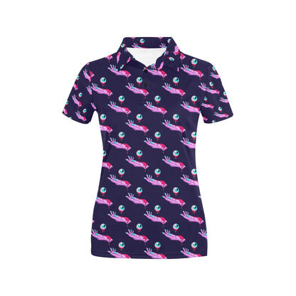 Zombie Pink Hand Design Pattern Print Women's Polo Shirt