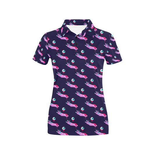 Zombie Pink Hand Design Pattern Print Women's Polo Shirt