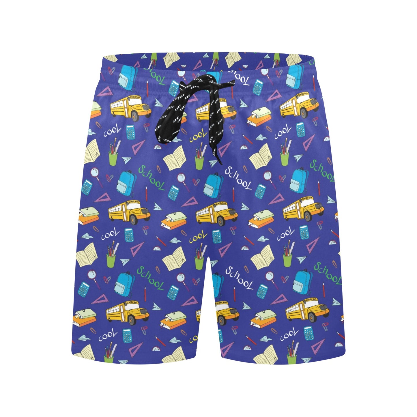 School Bus Print Design LKS307 Men's Swim Trunks Beach Shorts