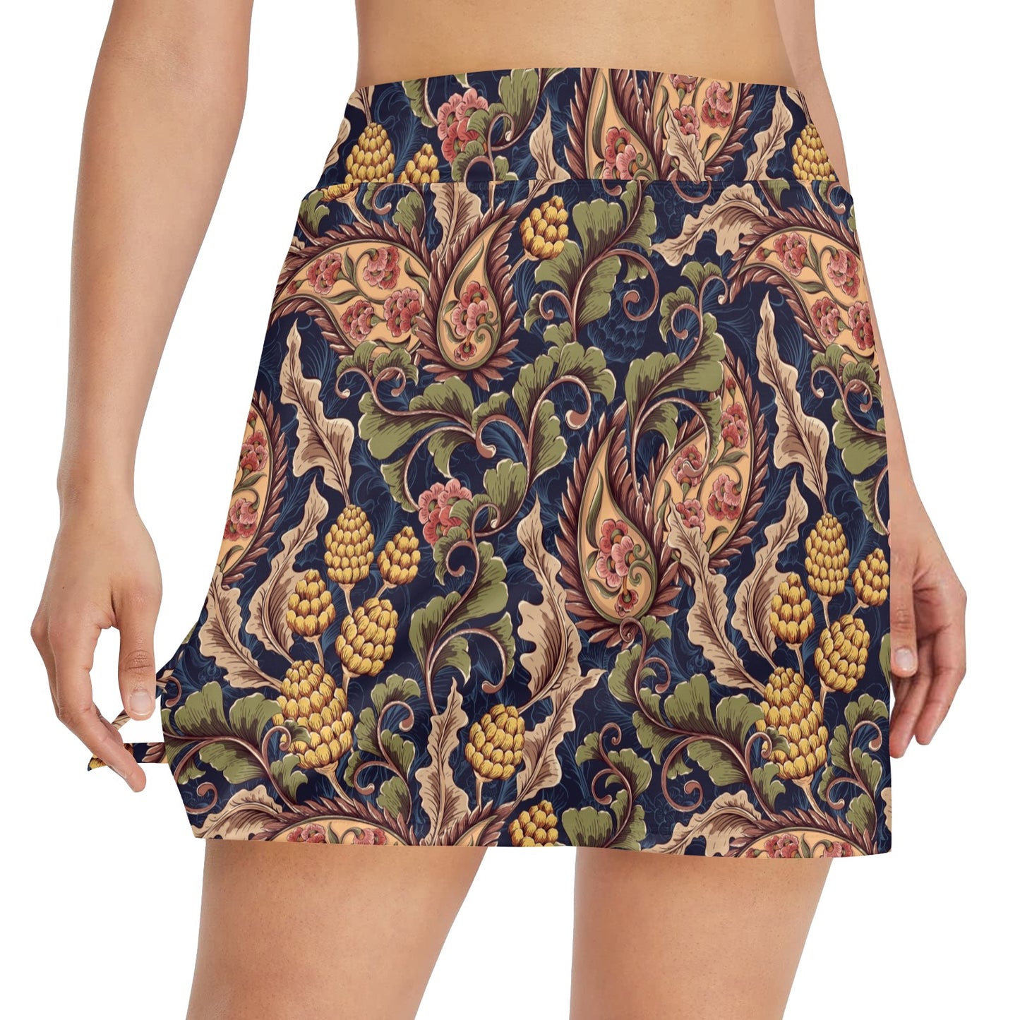 Floral Vintage Classic Print 17" Golf & Pickleball Skort with Pockets