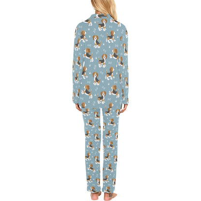 Beagle Pattern Print Design 02 Women's Long Pajama Set