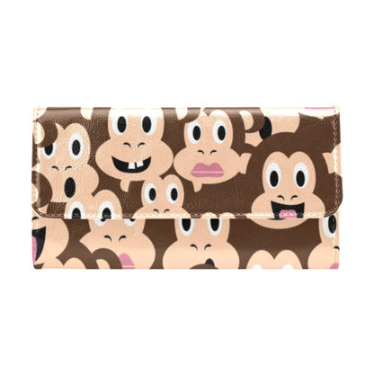 Emoji Monkey Print Pattern Women's Trifold Wallet