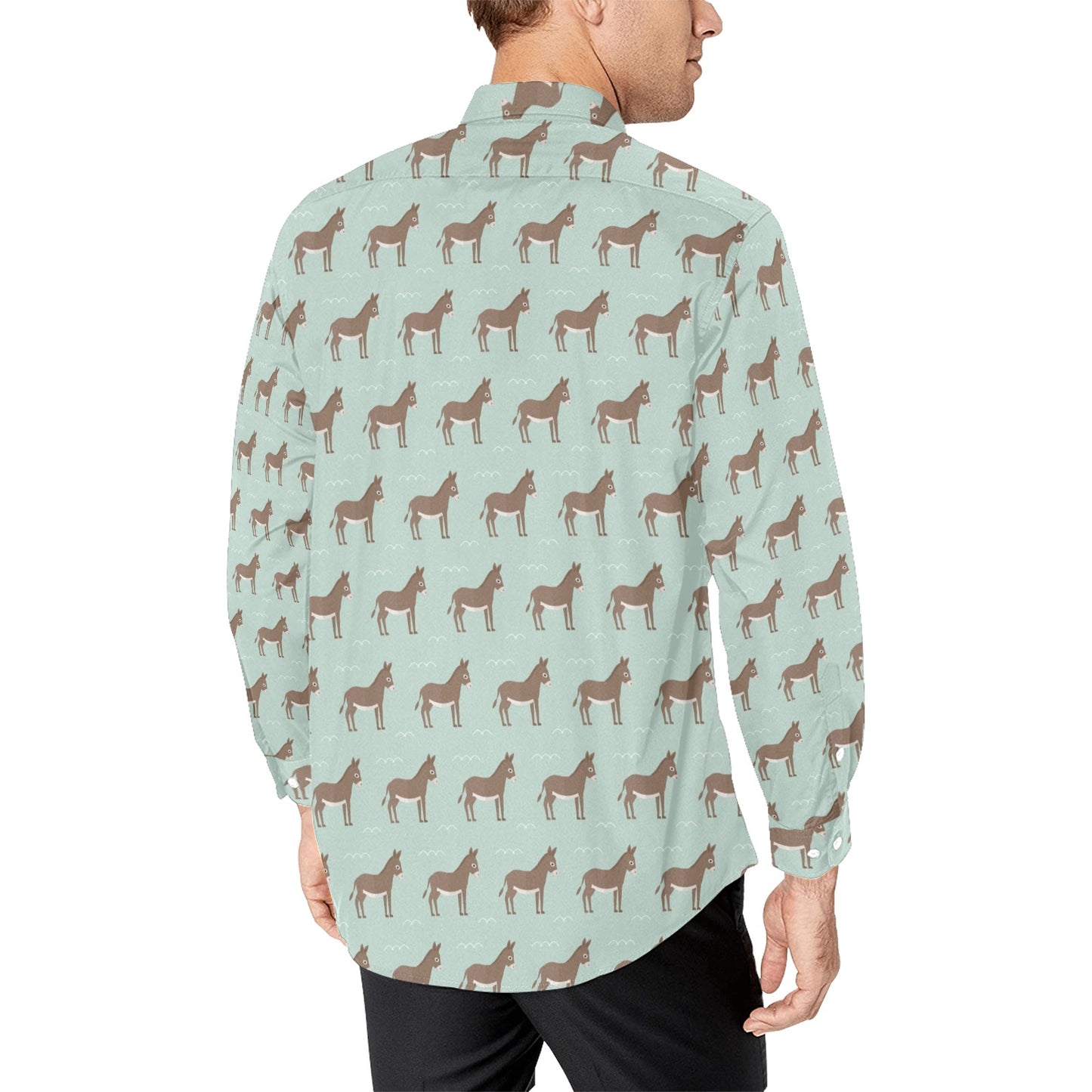 Donkey Print Design LKS402 Men's Long Sleeve Dress Shirt