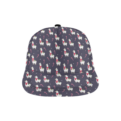 Llama with Candy Cane Themed Print Snapback Cap
