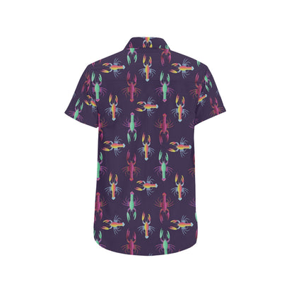 Lobster Print Design LKS402 Men Short Sleeve Button Up Shirt