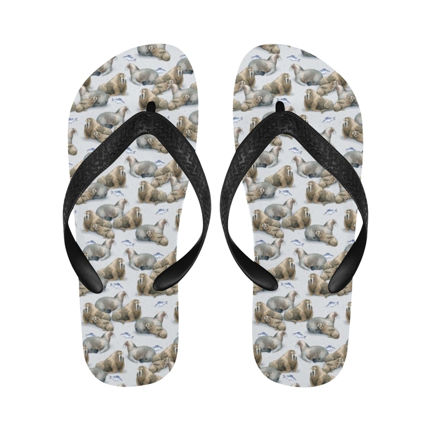 Walrus Print Design LKS401 Flip Flops