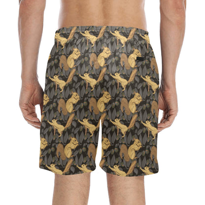 Squirrel Print Design LKS309 Men's Swim Trunks Beach Shorts
