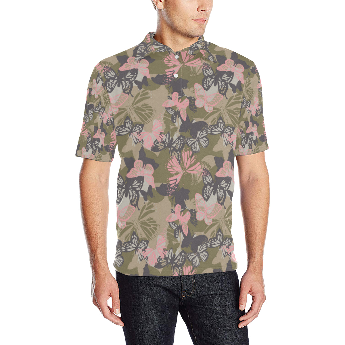Butterfly camouflage Men Polo Shirt