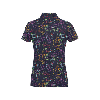 Cocktail Pattern Print Design 04 Women's Polo Shirt