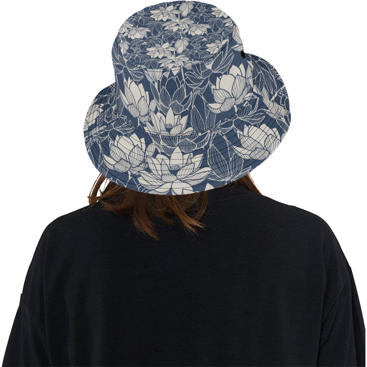 Water Lily Pattern Print Design WL04 Unisex Bucket Hat