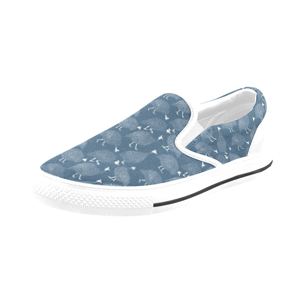 Guinea Fowl Print Design LKS401 White Slip Ons Canvas Women's Shoes