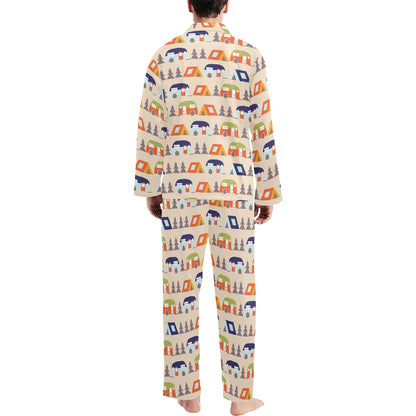 Camper Tent Pattern Print Design 03 Men's Long Pajama Set