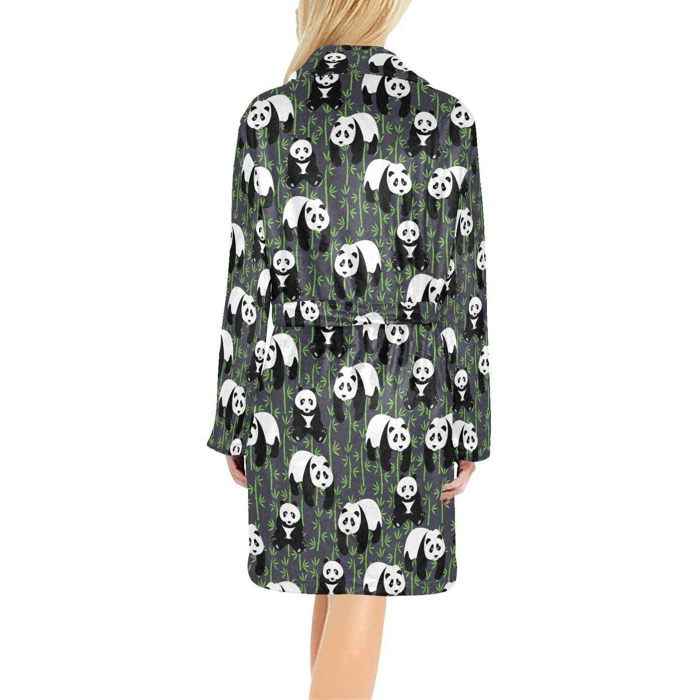 Panda Bear Bamboo Themed Print Women's Fleece Robe