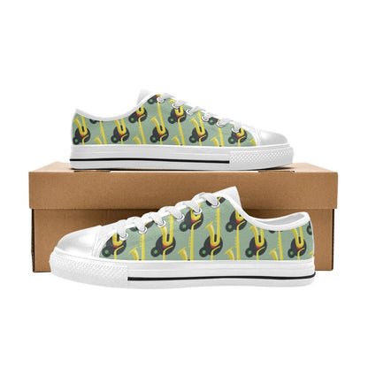 Saxophone Print Design LKS405 Women's White Low Top Shoes