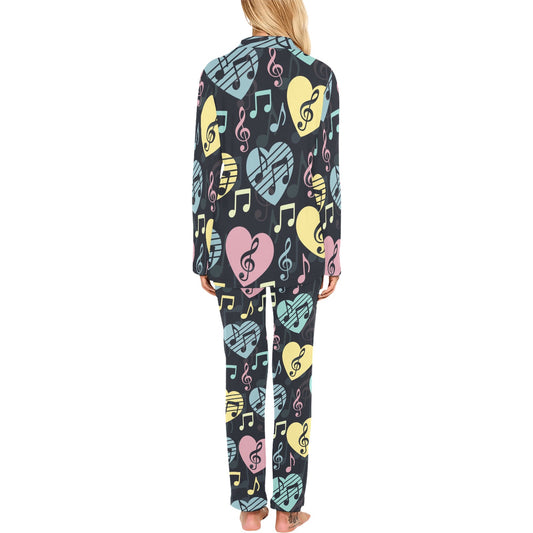 Music note Pattern Print Design A03 Women's Long Pajama Set