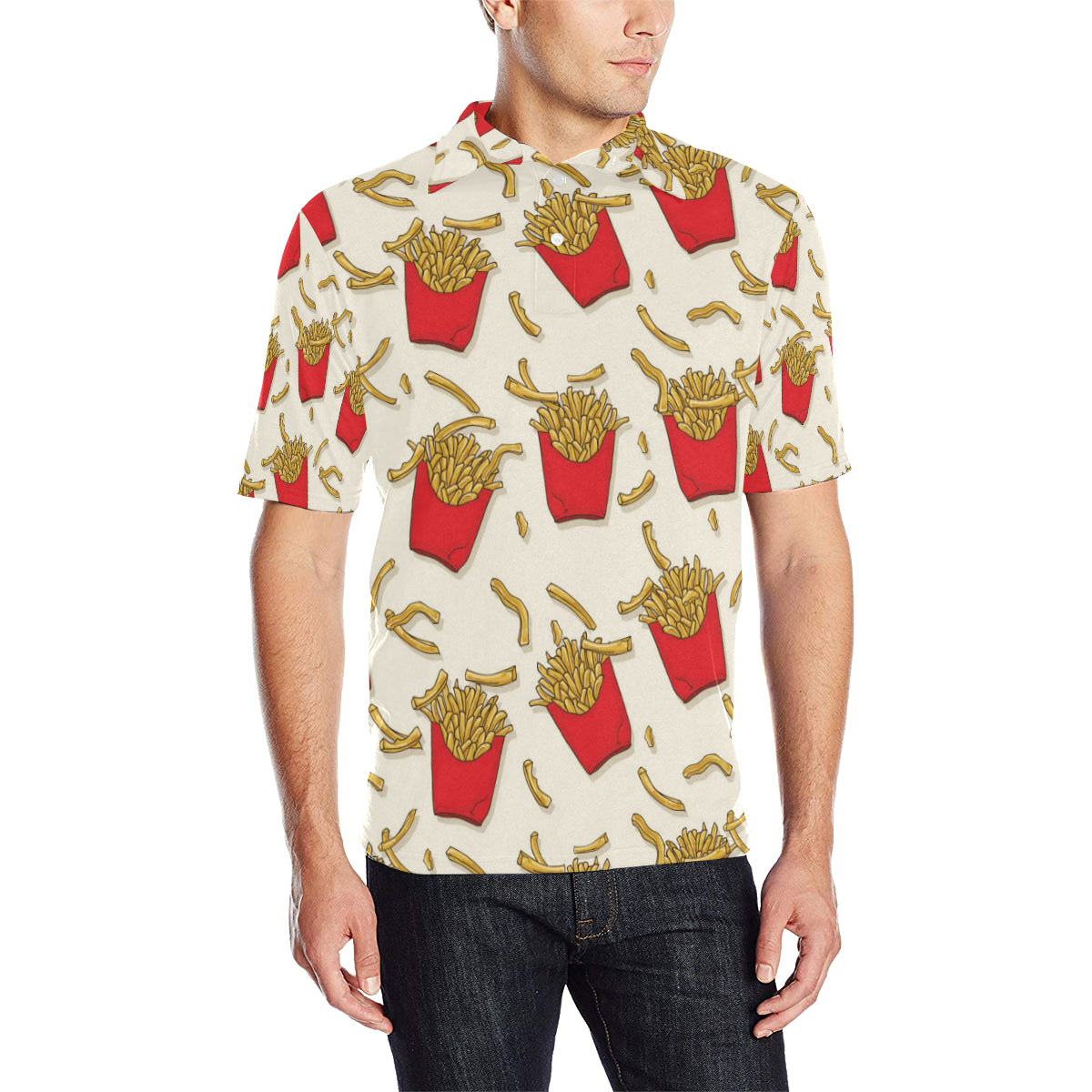 French Fried Pattern Print Design 01 Men Polo Shirt